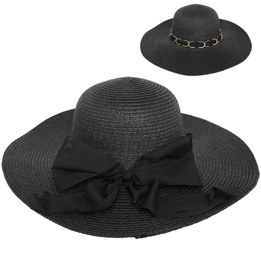 Black Coast Sheer Bow Sun Hat