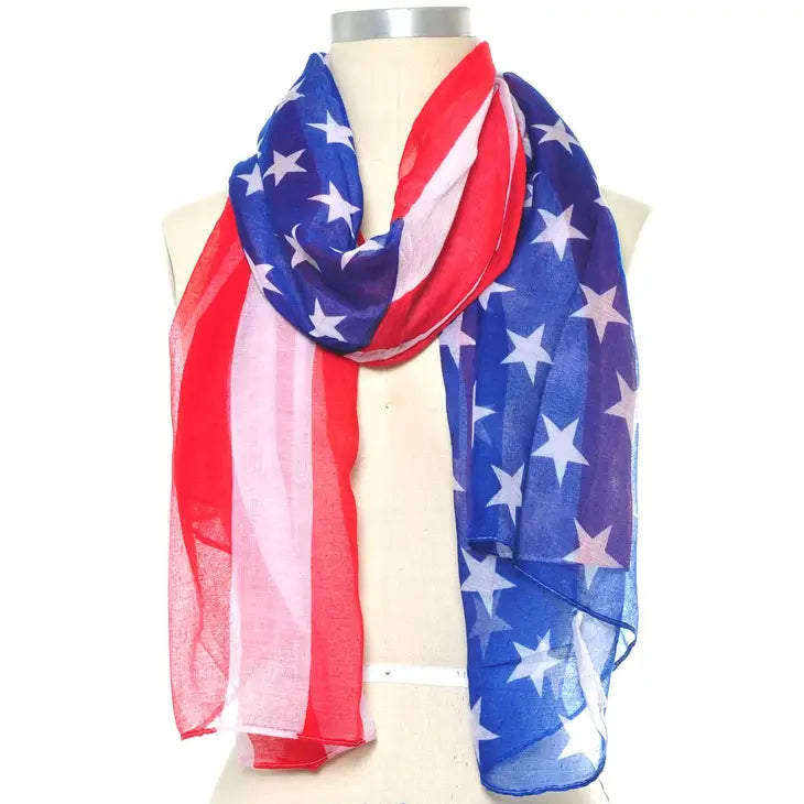 Full Size American Flag Theme Oblong Scarf