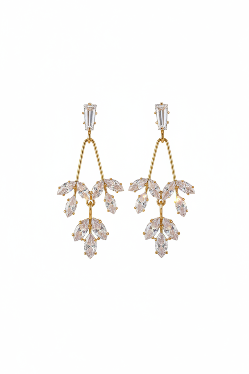 Golden Garden CZ Statement Earrings