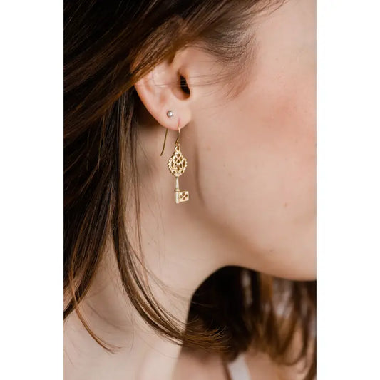 Gold Key Earrings