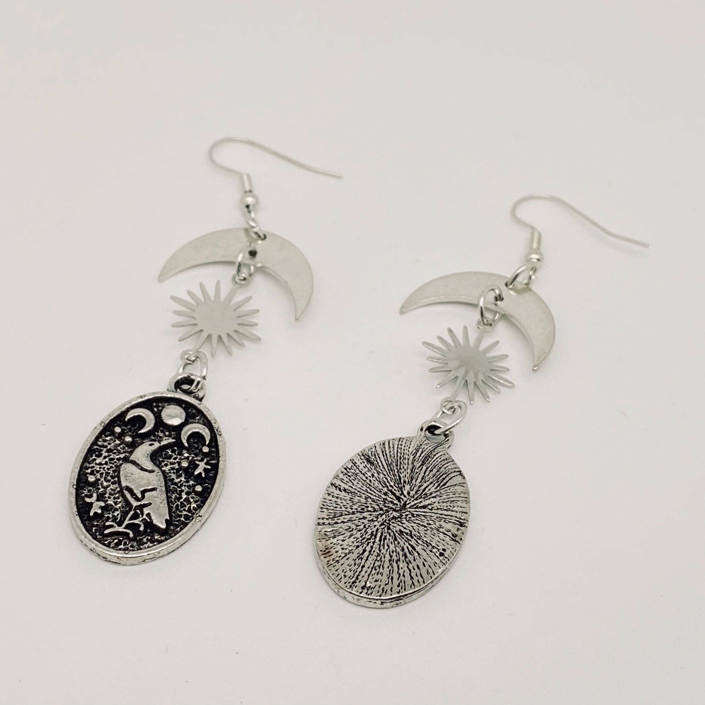 Dark Crow Star Moon Earrings