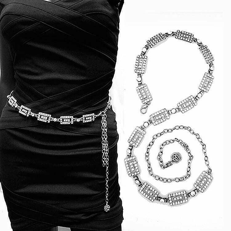 Greek Design Rhinestone Belt