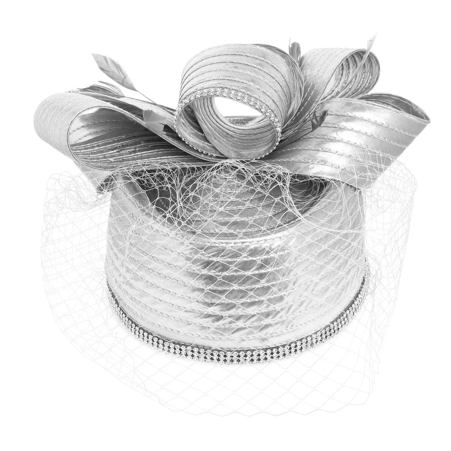 Ribbon Metallic Dressy Netted Pill Box Braid Hat