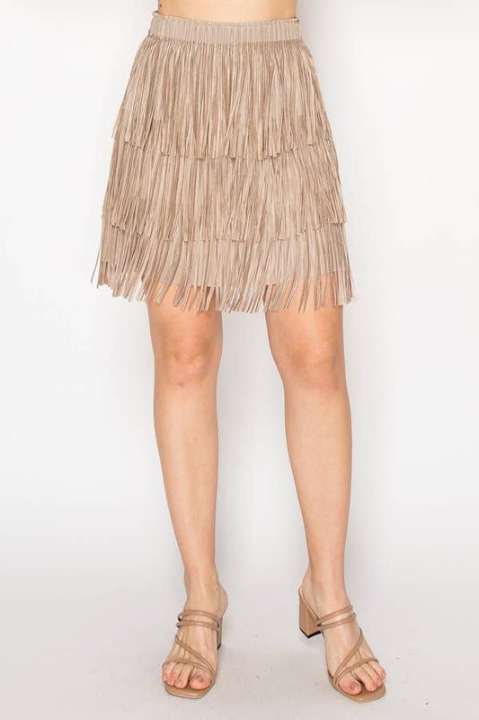 Short Layered Fringe Tiered Skirt