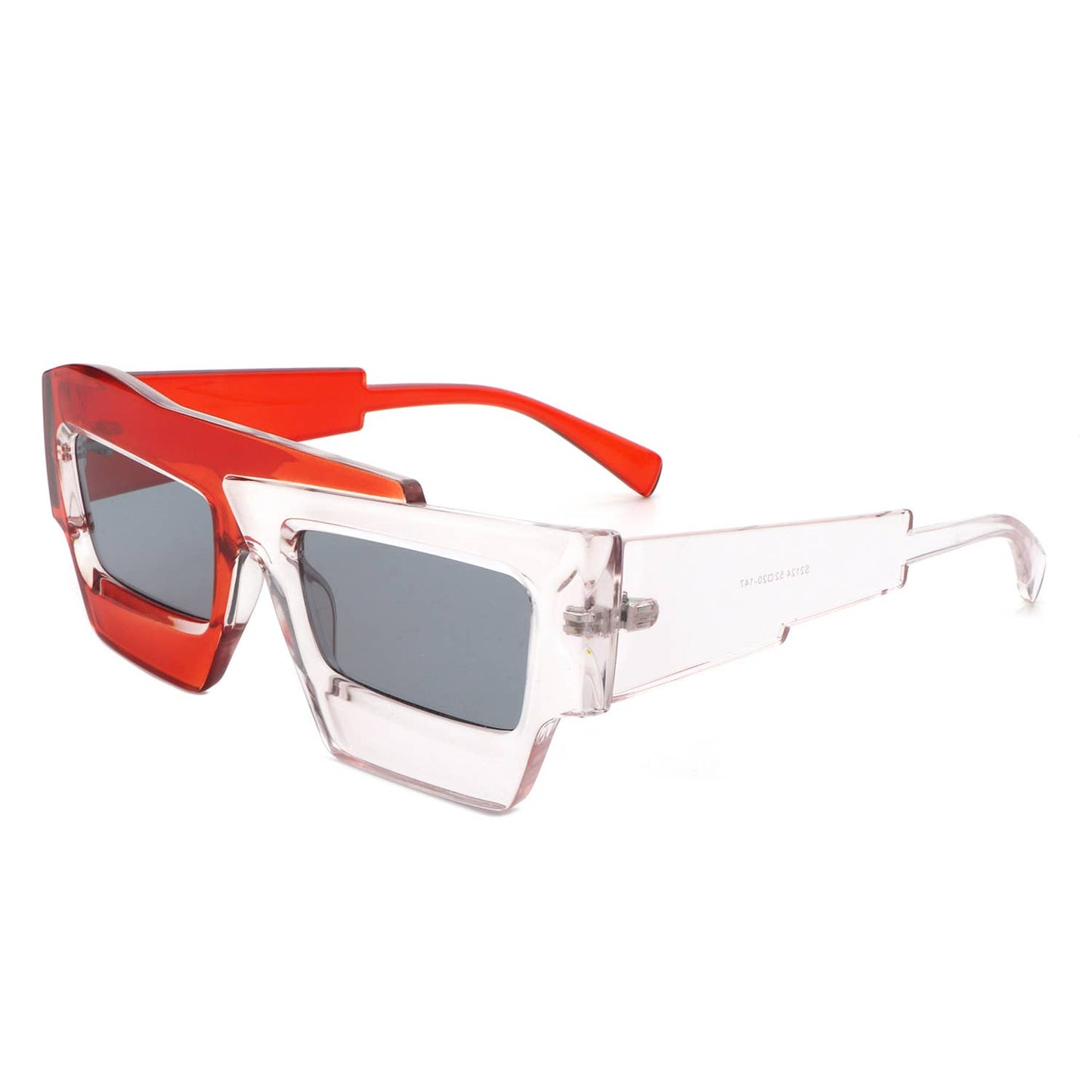 Square Futuristic Flat Top Two-Tone Fashion Sunglasses