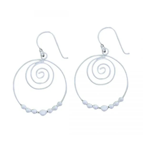 Spiral Hoops w/ Moving Bead Earrings
