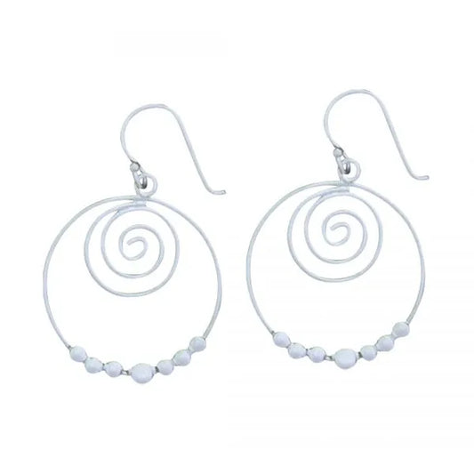 Spiral Hoops w/ Moving Bead Earrings