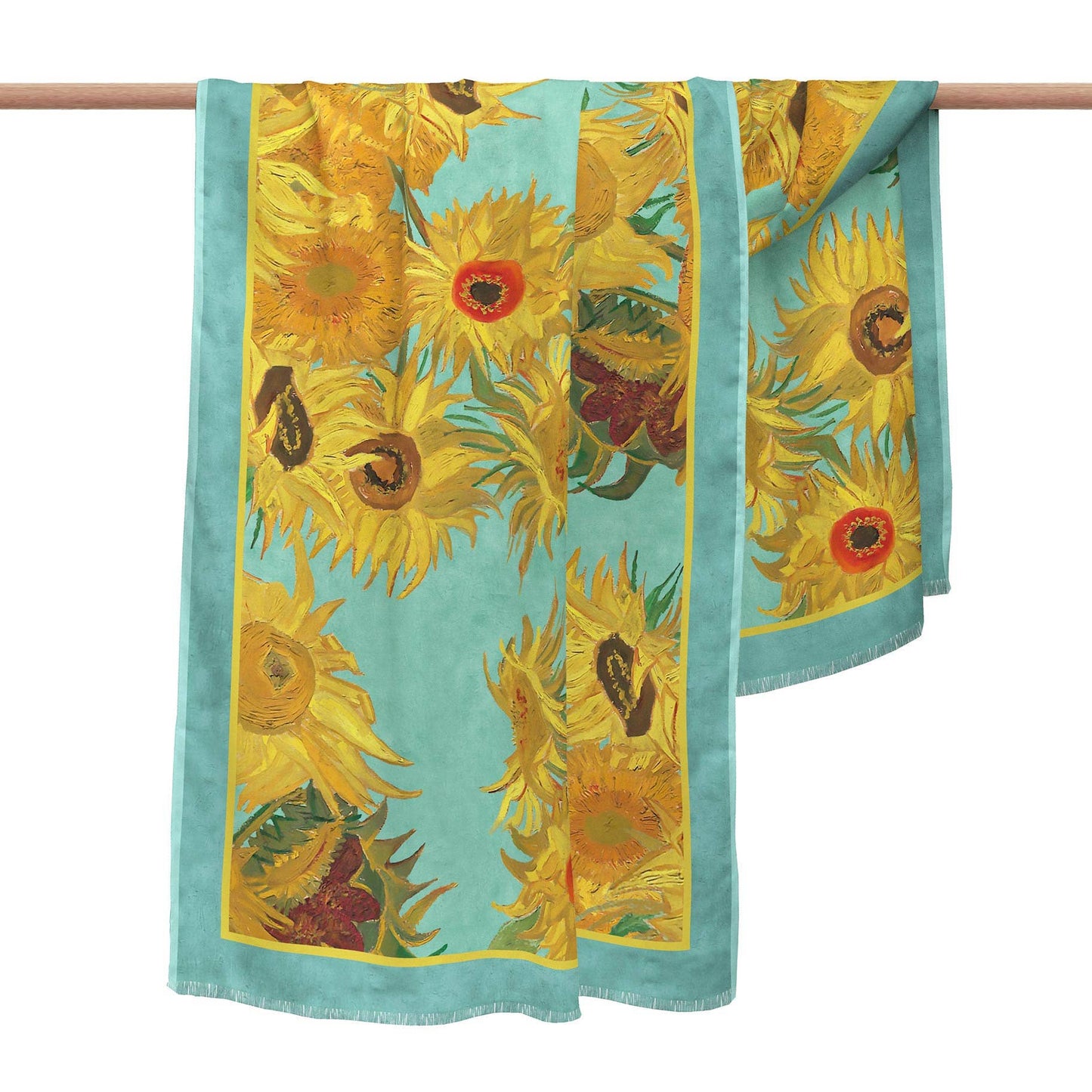 Van Gogh Sunflowers Silk Blend Shawl – Lightweight Dressy Wrap