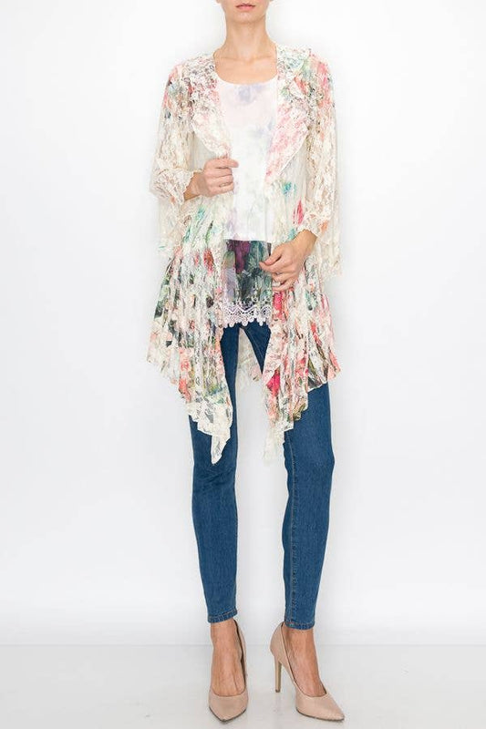 Rose All Lace Ruffled Cardigan
