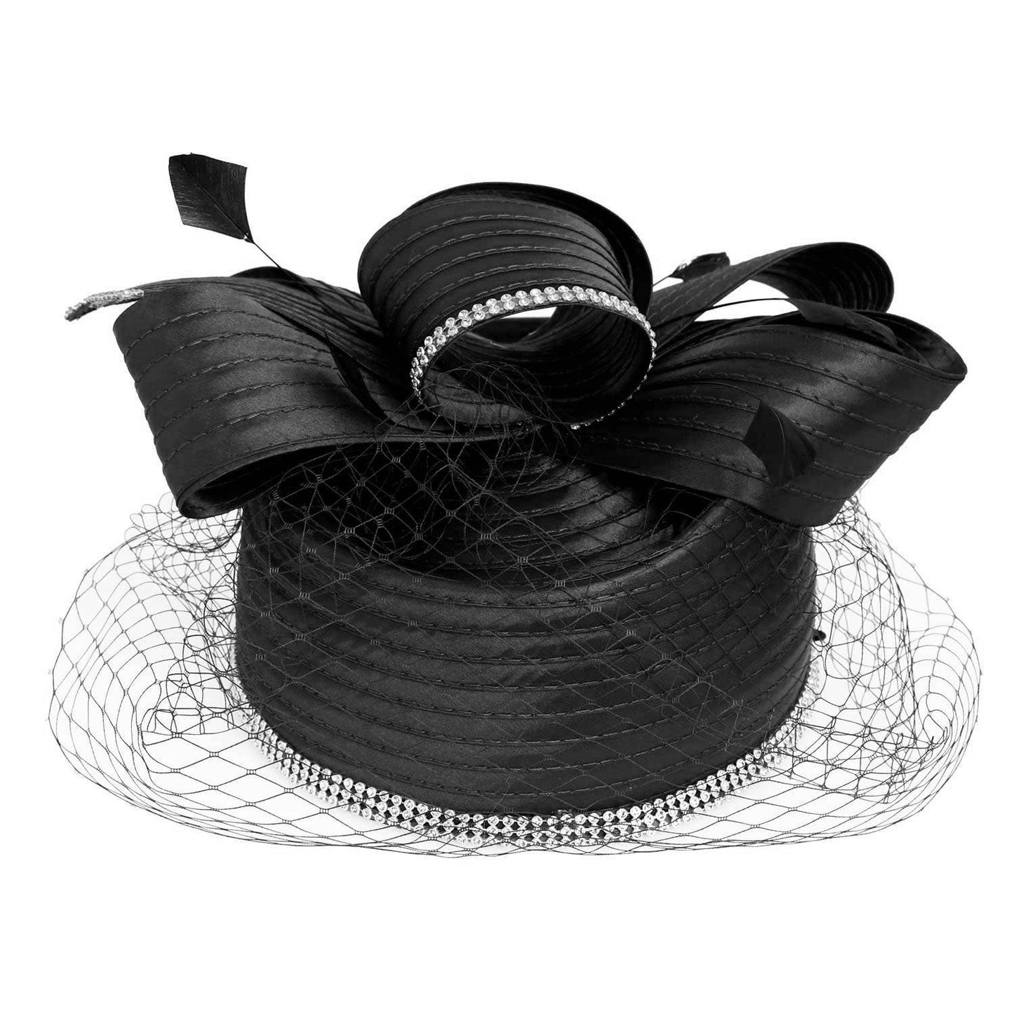 Ribbon Metallic Dressy Netted Pill Box Braid Hat