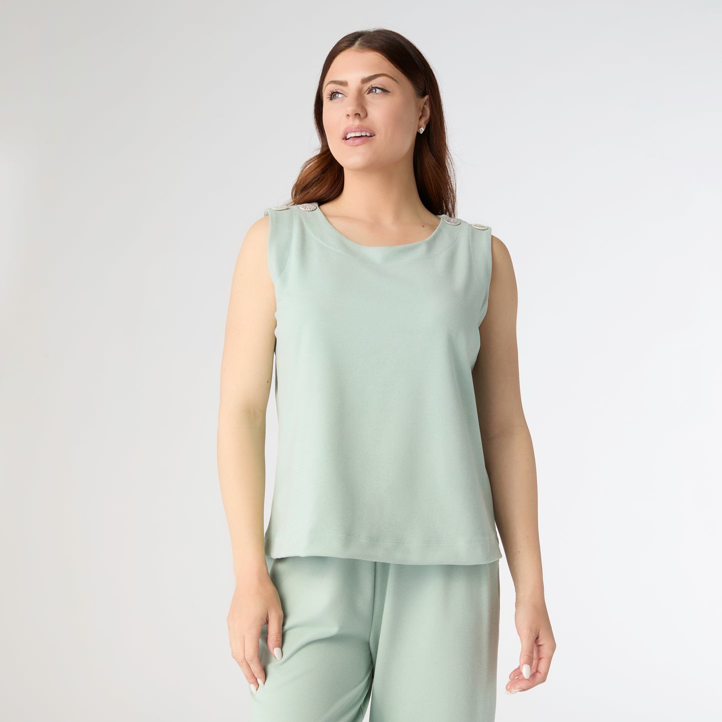Weekend Brushed Button Shoulder Tank