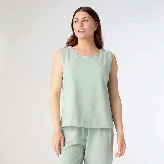 Weekend Brushed Button Shoulder Tank