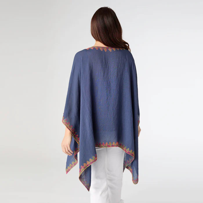 Sariah V-Neck Poncho with Embroidery