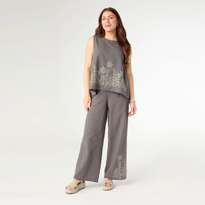 Ava Tank with Floral Embroidery