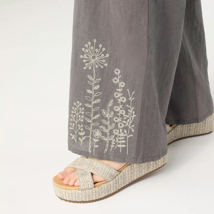 Ava Pant with Floral Embroidery