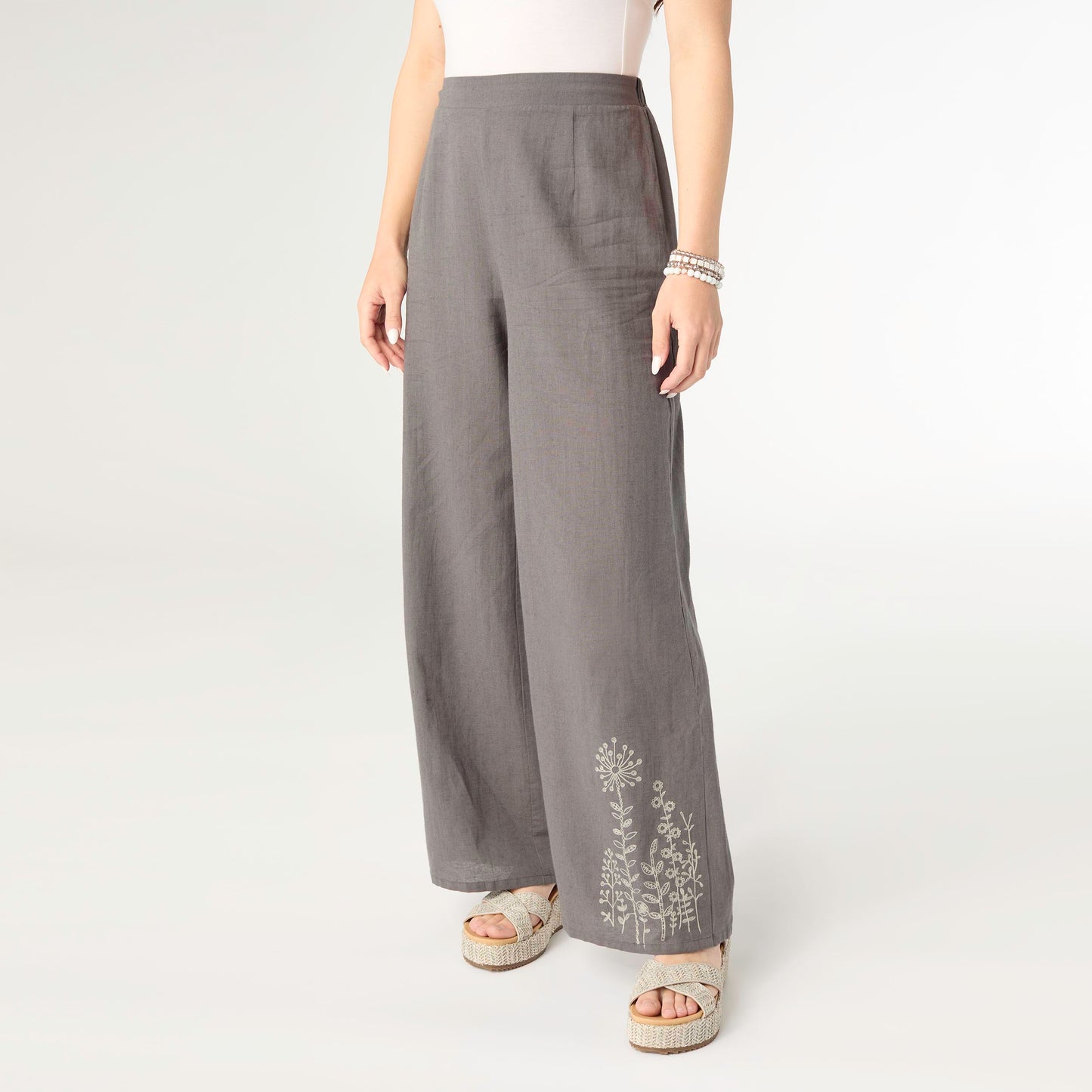 Ava Pant with Floral Embroidery