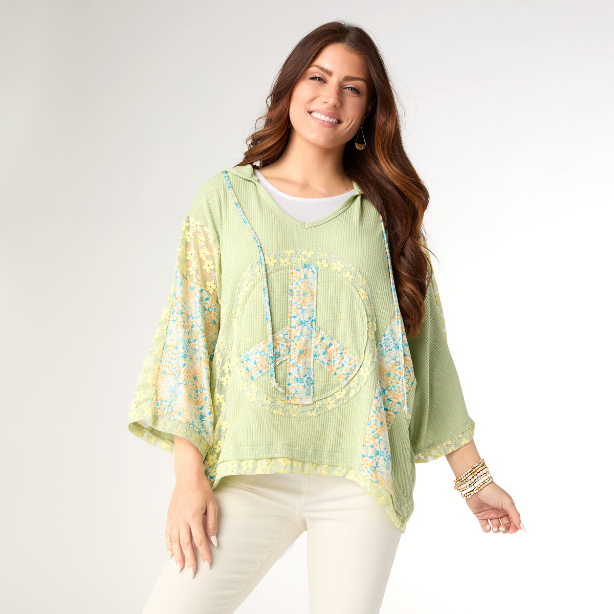 Jenni Peace Sign Hooded Top