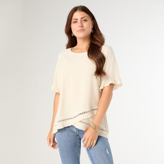Layla Short Sleeve Crossover Ruffle Top
