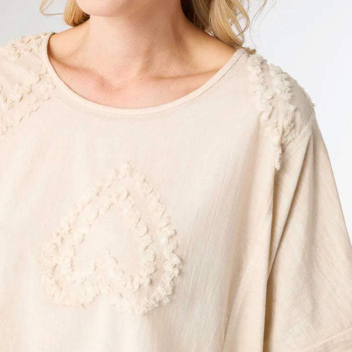 Lisa Relaxed Fit Top with Raised Hearts