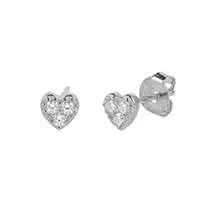 CZ Heart Stud Earrings