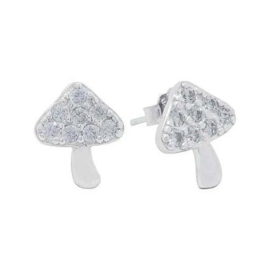 CZ Mushroom Stud Earrings