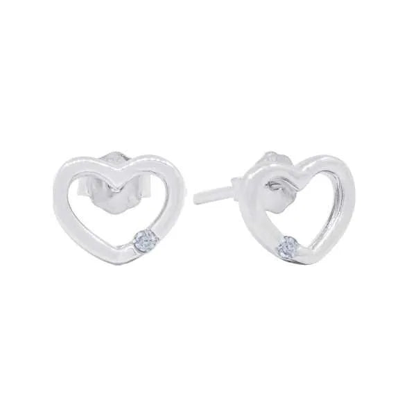 CZ Dabity Hollow Heart Stud Earrings