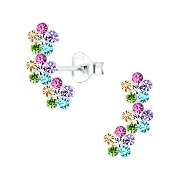 Triple Crystal Flower Post Earrings