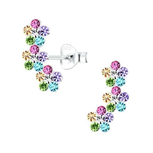 Triple Crystal Flower Post Earrings