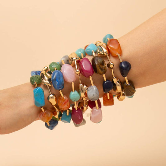 Multi Stone Stackable Stretch Bracelet Set