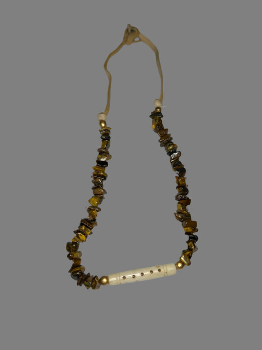 Tiger Eye & Bone Choker