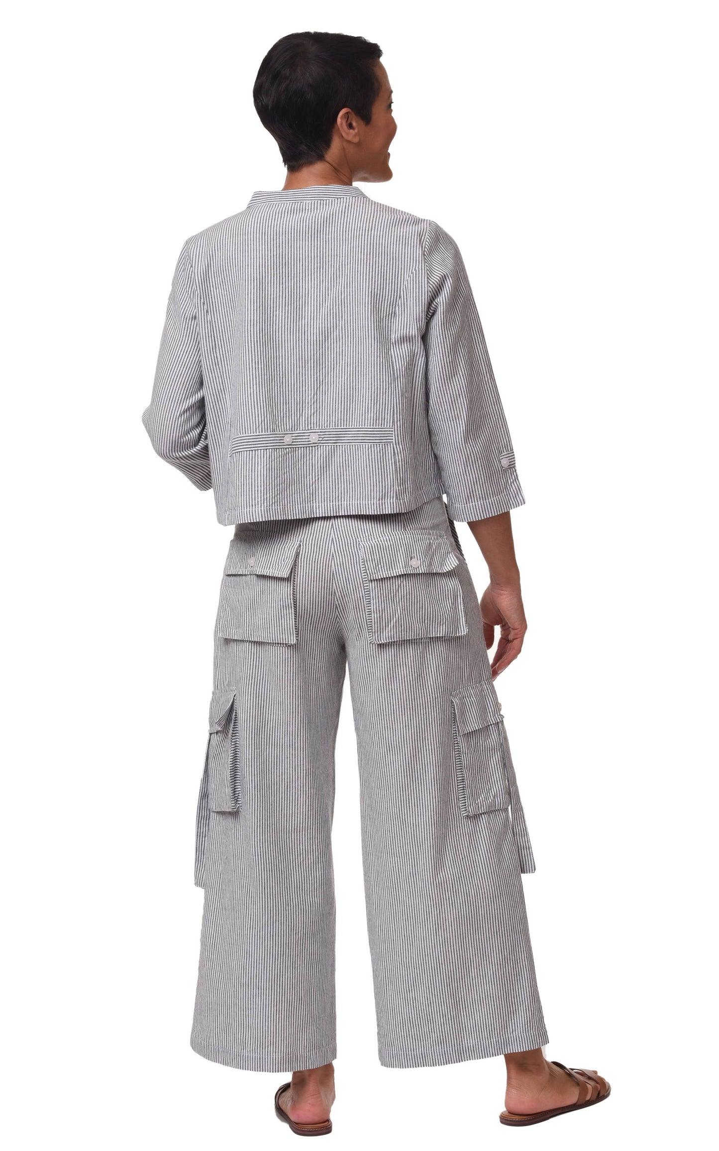 Calista Cargo Pant in Ticking Stripe