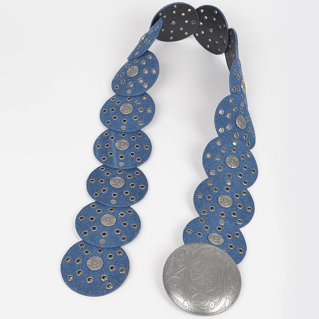 Denim Multi Eyelet Rounds Western Belt