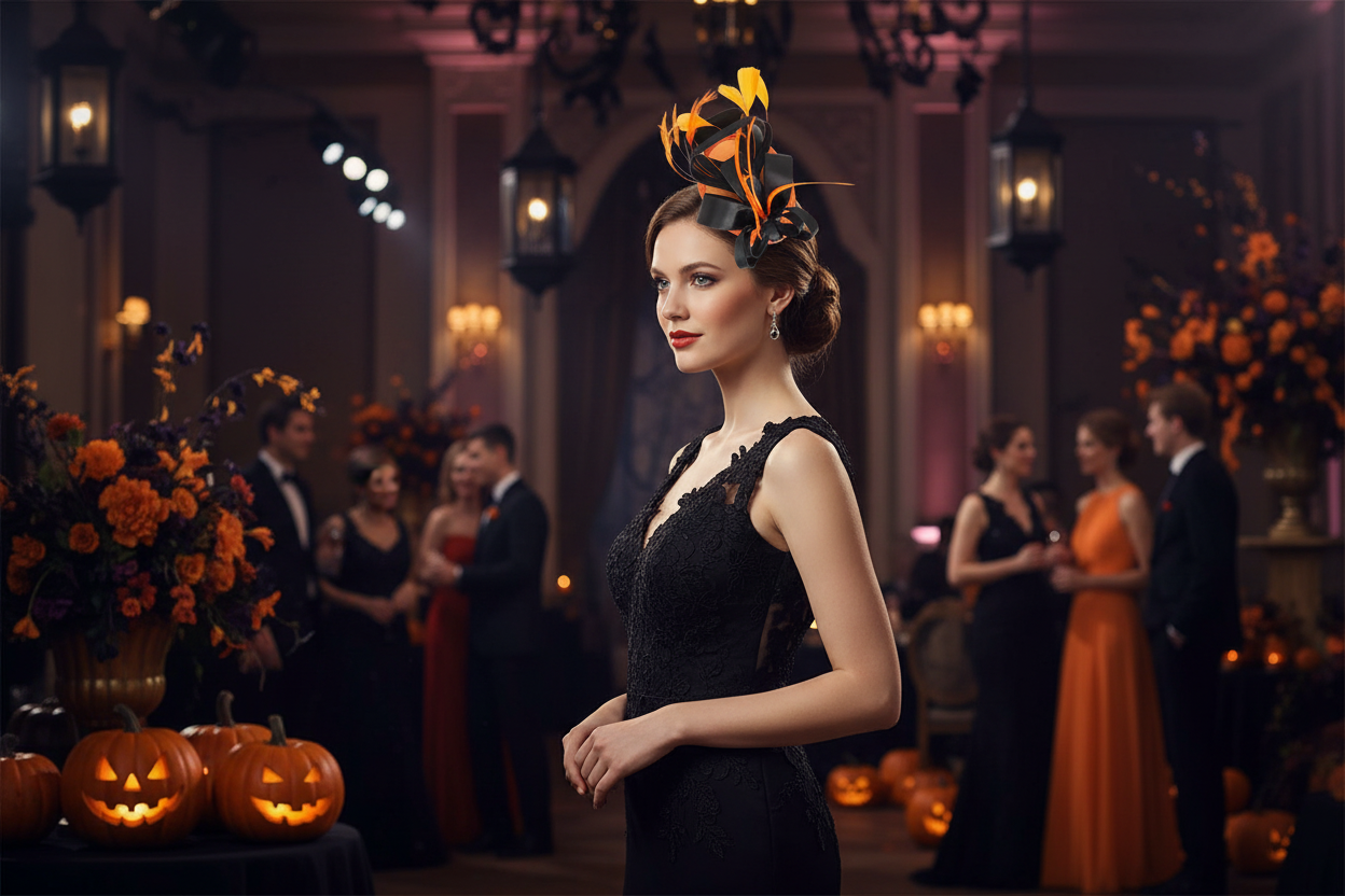 Midnight Pumpkin Bloom Fascinator