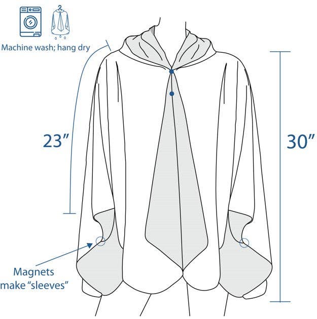 William Morris Pimpernel & Black Reversible Rain Cape Poncho – Hooded Womens Wrap