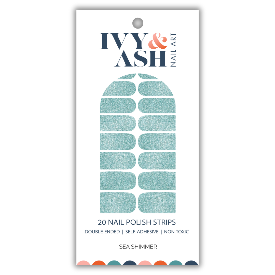 Sea Shimmer | Light Aqua Sea Glass Glitter Nail Wrap Set