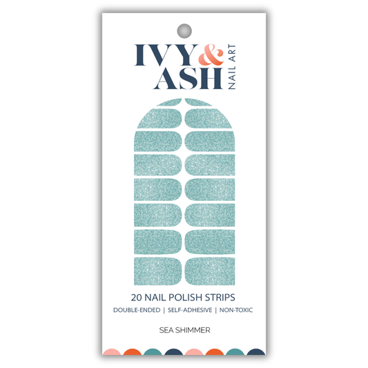 Sea Shimmer | Light Aqua Sea Glass Glitter Nail Wrap Set