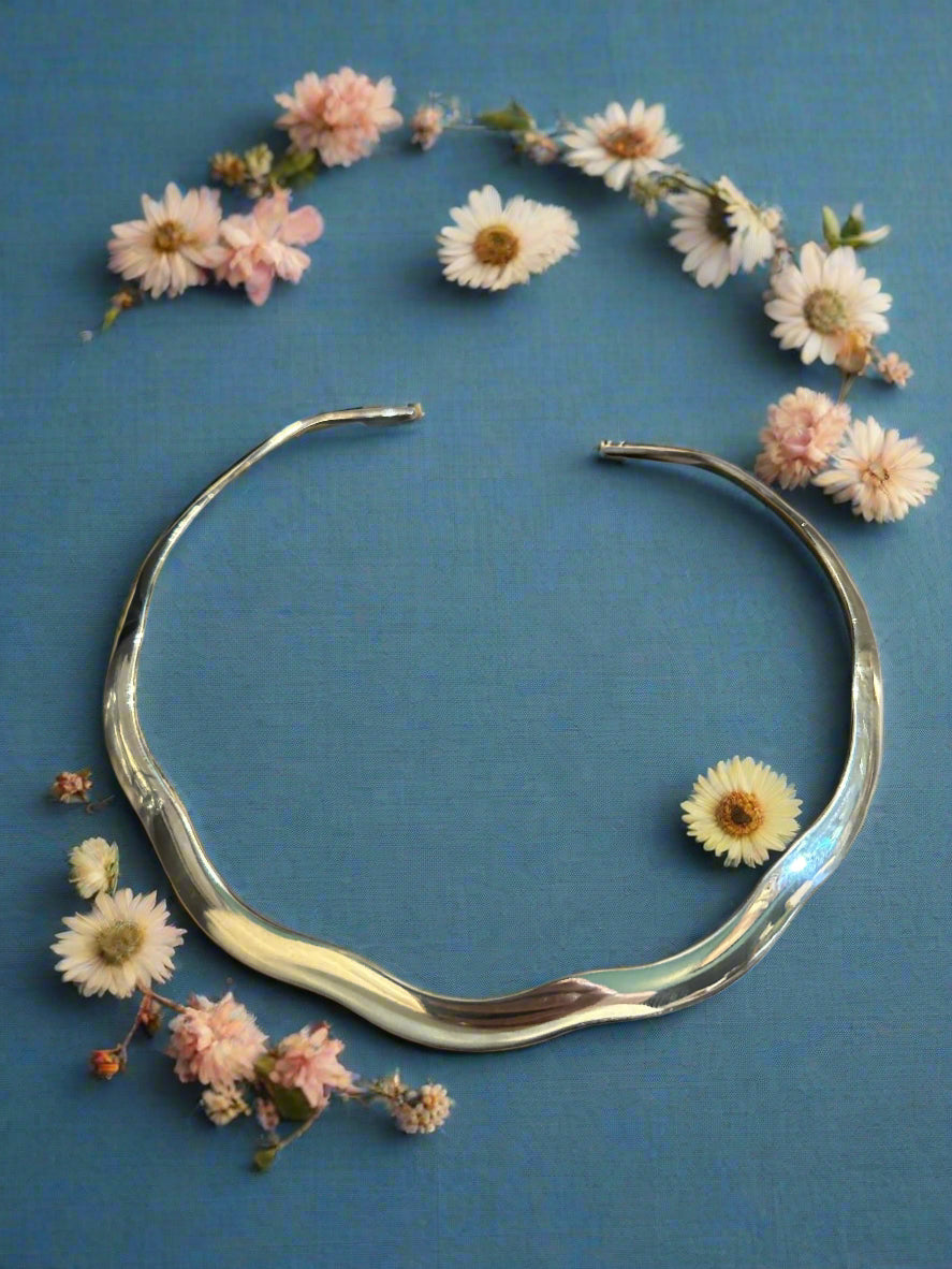 Silver Scalloped Silver Slider Necklace