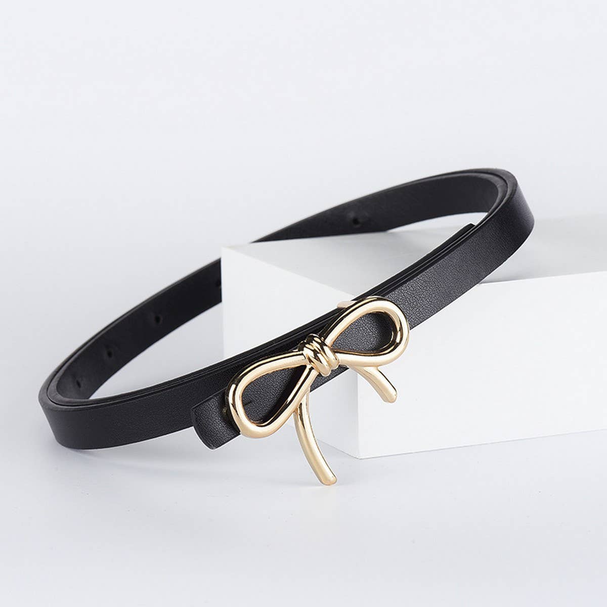 Bow  Leather Skinny Belt