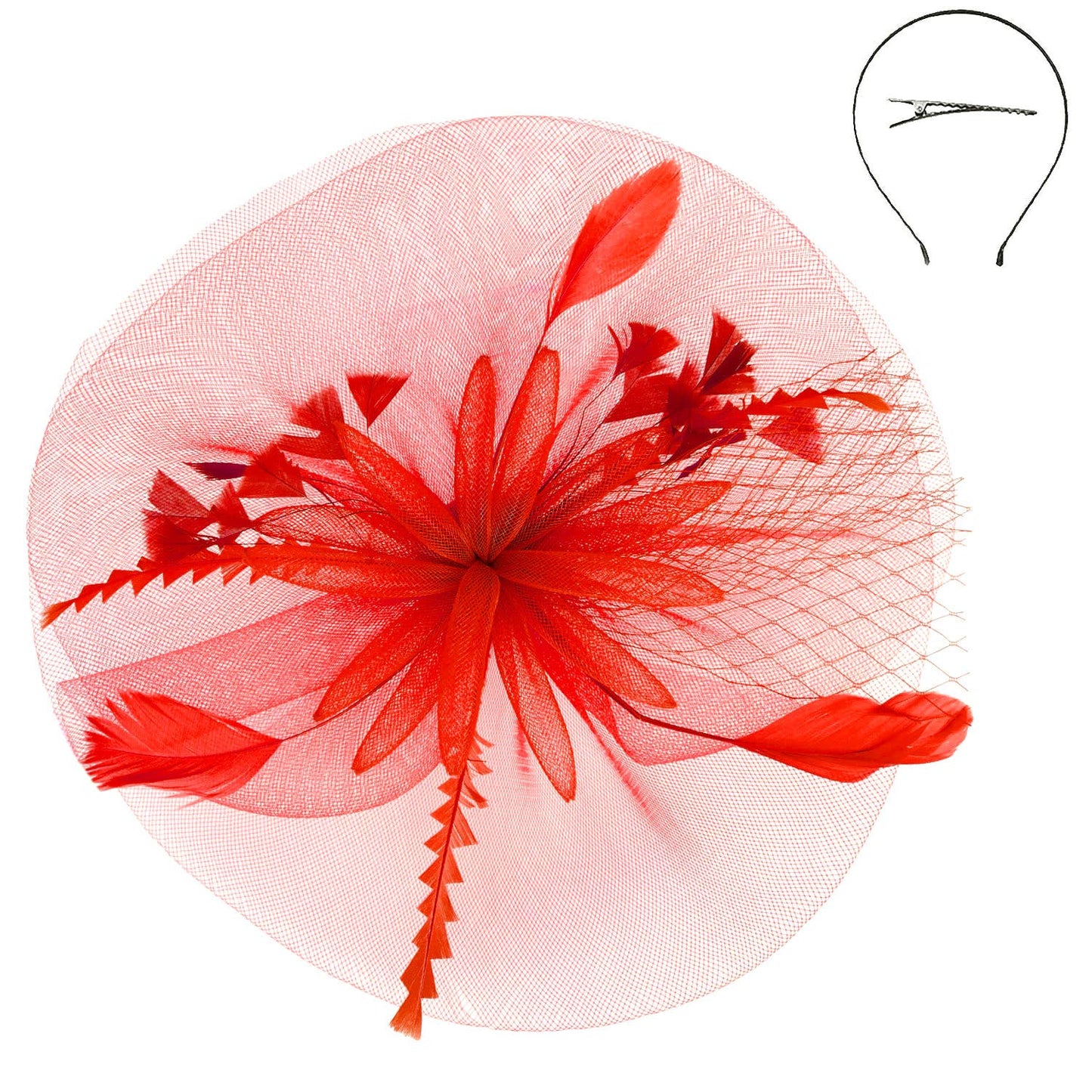 Floral Feather Veil Mesh Fascinator