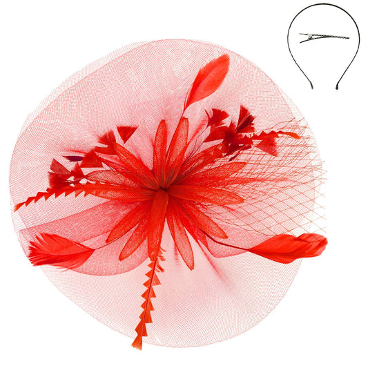 Floral Feather Veil Mesh Fascinator