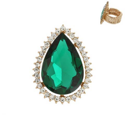 Tear Drop Gemstone Stretch Ring