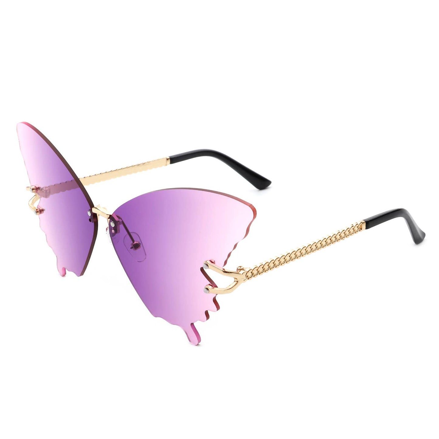 Rimless Oversize Butterfly Tinted Fashion Women Sunglasses