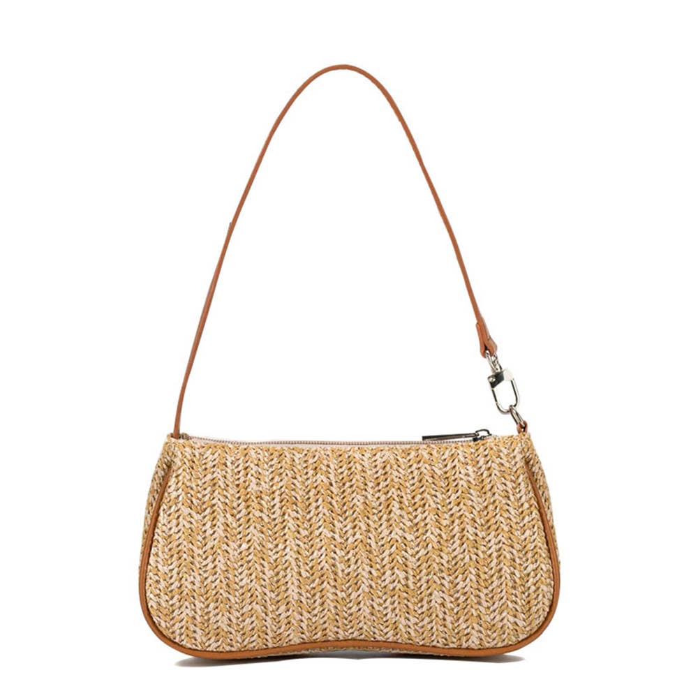 Underarm Woven Straw Bag With Stick Technique