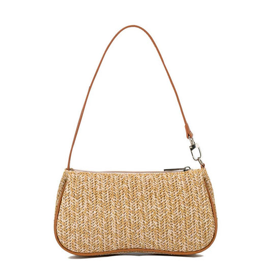 Underarm Woven Straw Bag With Stick Technique
