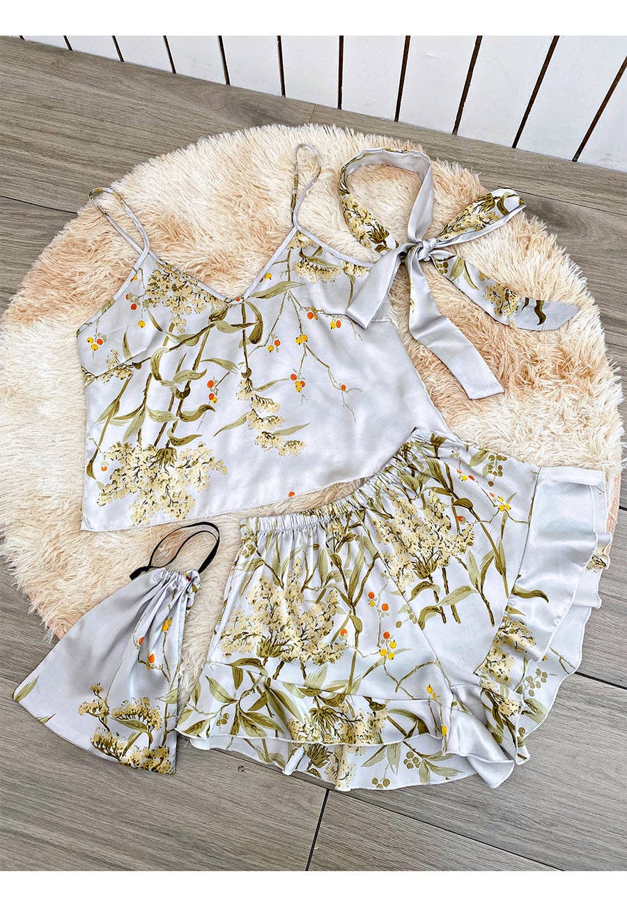 Japanese Floral Print Cami and Shorts Set