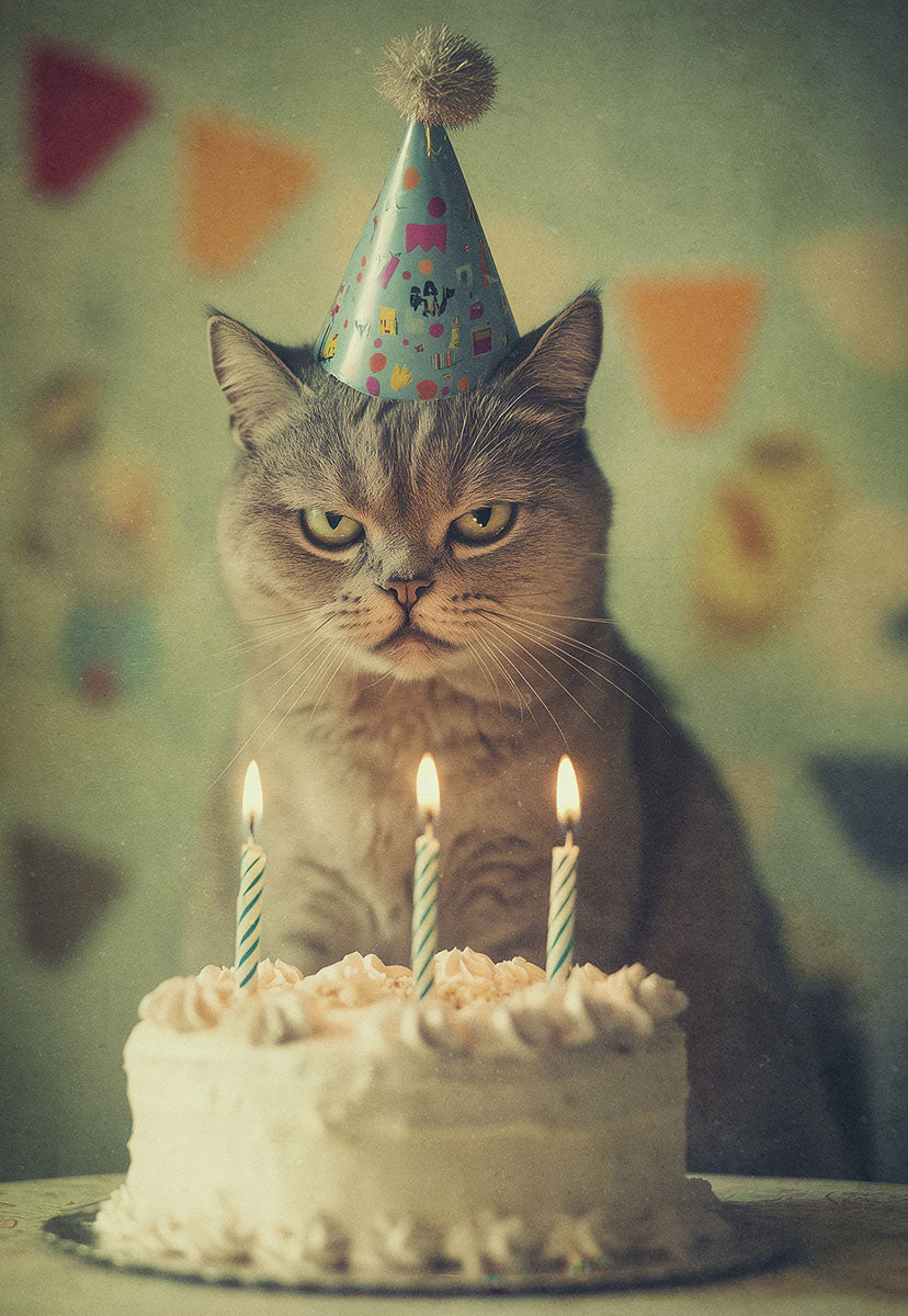 Grumpy Furball Fest | Sassy Birthday Greeting Card