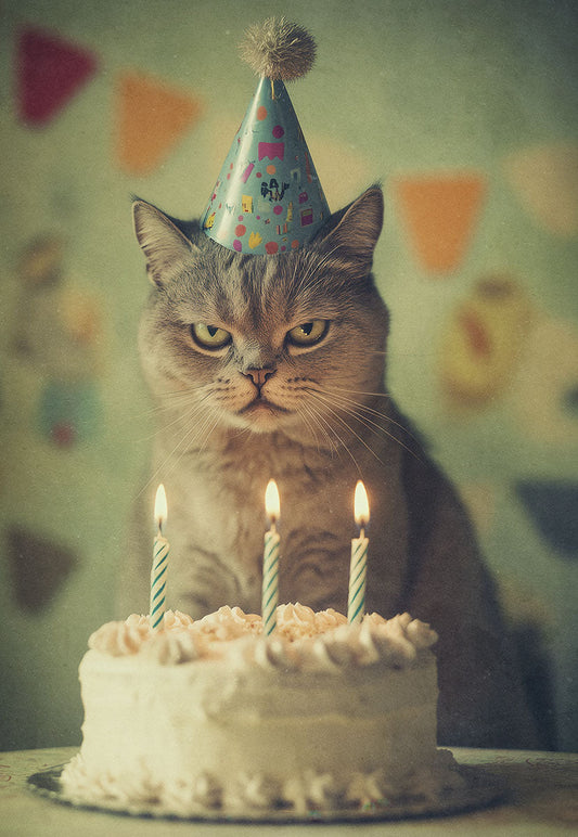 Grumpy Furball Fest | Sassy Birthday Greeting Card