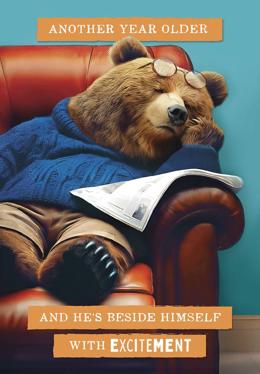Bear Sleeping In Recliner Birthday Card