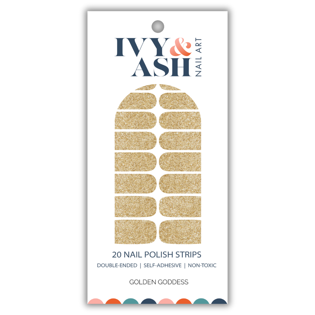 Golden Goddess | Sparkling Gold Glitter Nail Polish Stickers
