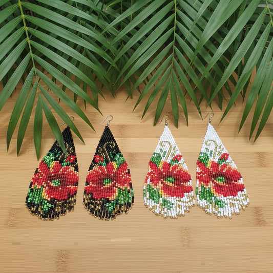 Flower Boho Beaded Fringe Earrings